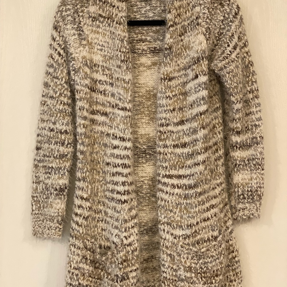 New Directions Cream and Brown Cardigan